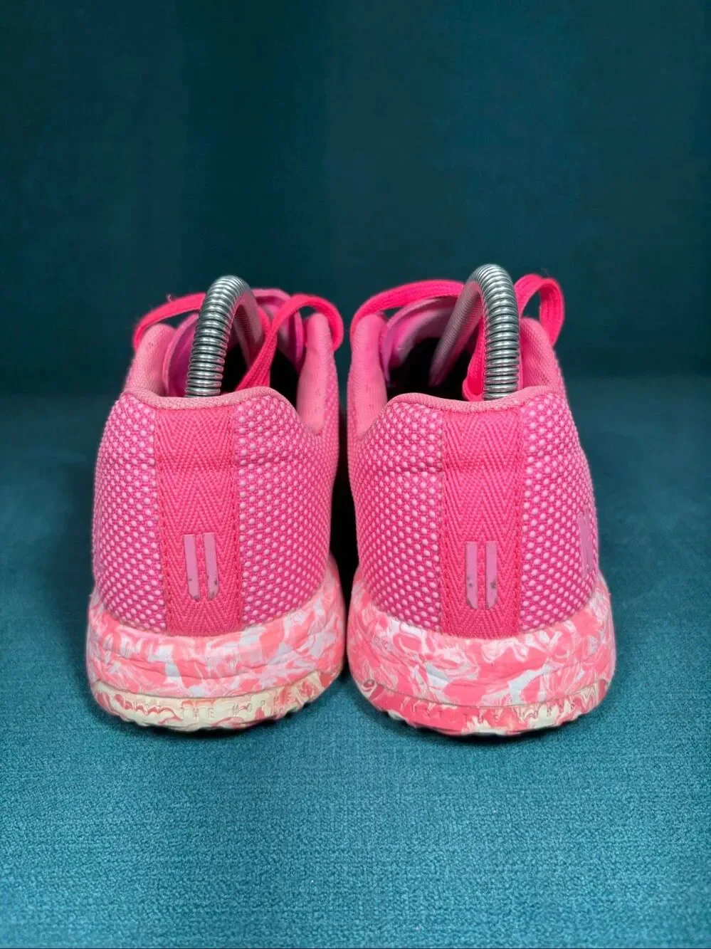 NOBULL Outwork Trainer Shoes Womens 8 Mens 6.5 Neon Pink Marble Sole Crossfit